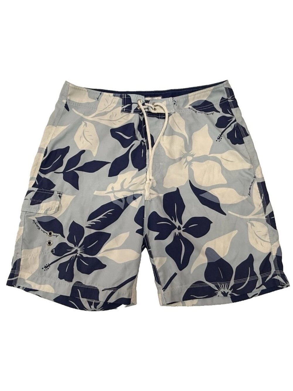 American Eagle Floral Board Shorts Mens Size 36 Blue Hawaiian Swim Trunks